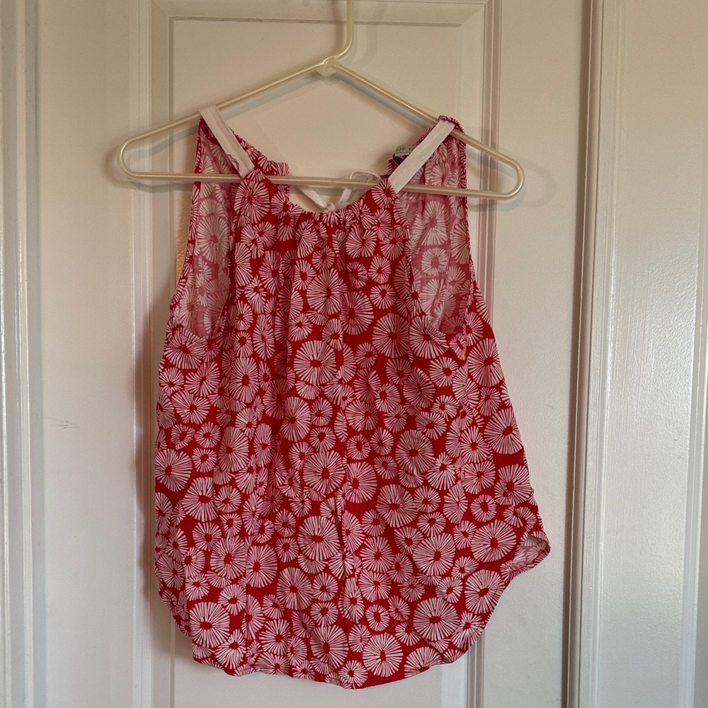 LOFT Red Floral Tank Top